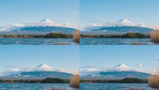 T/L TD Mt.Fuji Against Blue Sky, kawaguchi Lake, Fuji, Japan高清在线视频素材下载