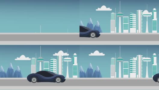 未来汽车通过城市高清动画高清在线视频素材下载