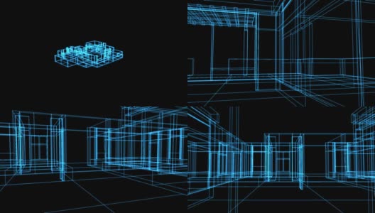 电线框架房屋作为动画蓝图-高清高清在线视频素材下载
