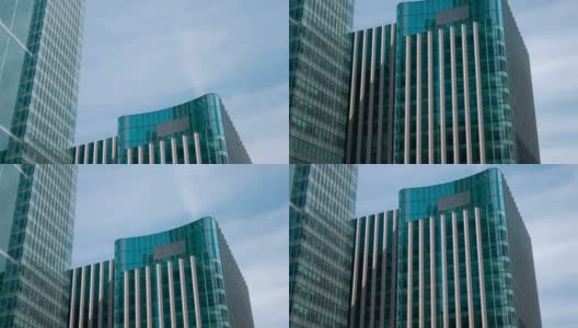金丝雀码头的办公楼。玻璃和钢铁打造的金融摩天大楼高清在线视频素材下载