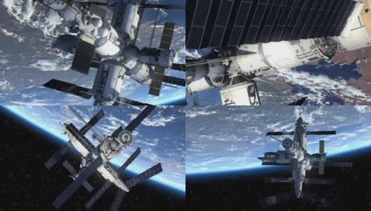 空间站在地球上方的飞行高清在线视频素材下载