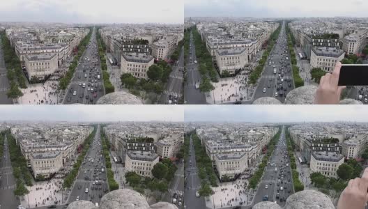 大道园路-É里斯é,视图从Arc de Triomphe高清在线视频素材下载