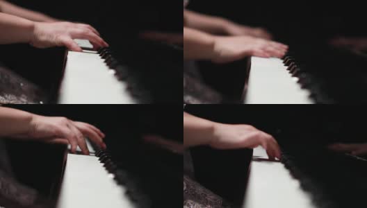 4K特写的女性手弹钢琴高清在线视频素材下载