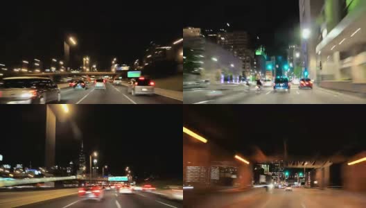 开车在夜间全速前往芝加哥市中心高清在线视频素材下载