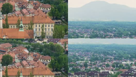 奥地利梅尔克古城，红色屋顶，旅游景点，航拍全景高清在线视频素材下载