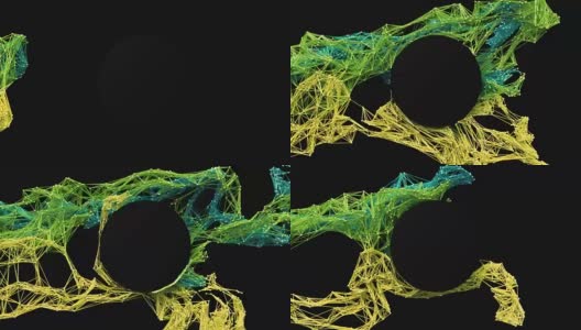 未来的粒子网/圆形标志揭示。高清在线视频素材下载