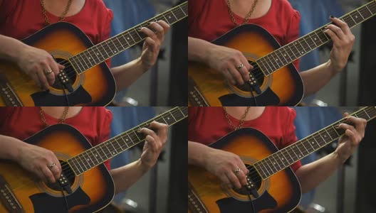 吉他手演奏的原声吉他高清在线视频素材下载
