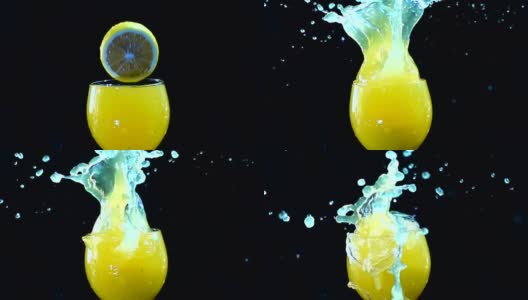 柠檬泼水慢动作高清在线视频素材下载
