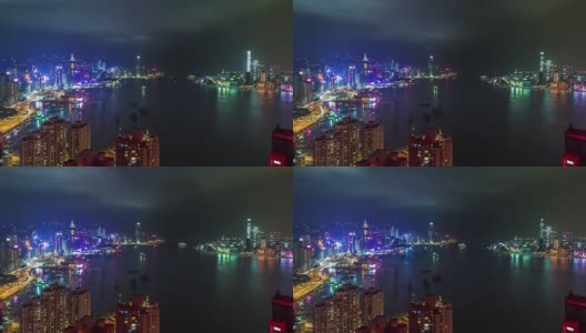 中国湾高光夜香港全景4k时间推移高清在线视频素材下载