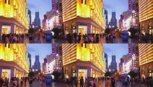 南京路的人，这是上海最大的购物区高清在线视频素材下载
