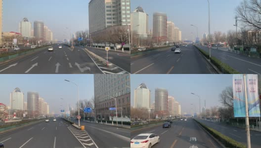 在北京通往CBD的主干道上行驶高清在线视频素材下载