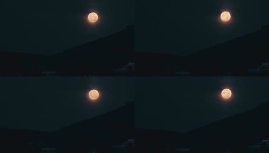 晚上山上的满月高清在线视频素材下载