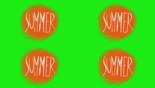 夏季文字和橙色太阳动画循环与绿色屏幕适合色度键。高清在线视频素材下载