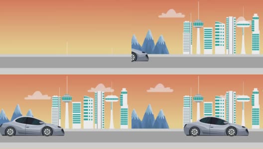 未来汽车通过城市高清动画高清在线视频素材下载