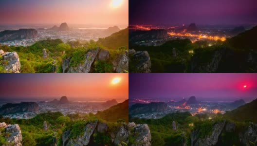 岘港日落时拍摄于大理石山，越南高清在线视频素材下载