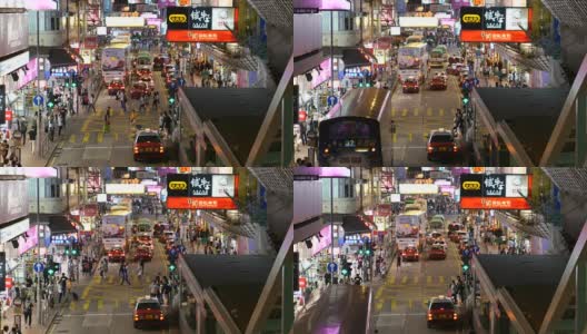 香港小巴士及霓虹灯孟角高清在线视频素材下载