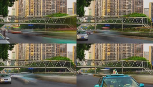 日落广州交通街路侧桥4k时间流逝中国高清在线视频素材下载