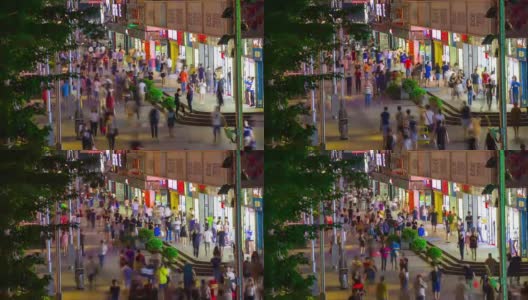 夜光照亮深圳市内著名的拥挤购物街全景，4k时间流逝中国高清在线视频素材下载