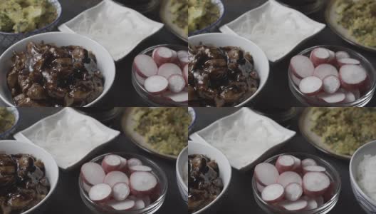 红烧汁鸡胸肉，花椰菜和萝卜。亚洲美食。视频冲淡高清在线视频素材下载
