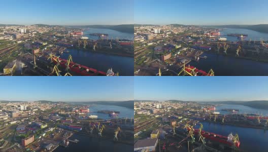 摩尔曼斯克的城市全景。高清在线视频素材下载