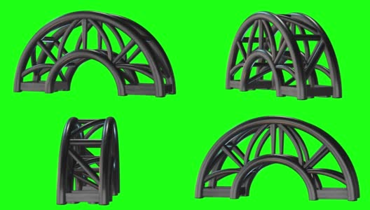 钢桁架梁弧形框架元件。高清在线视频素材下载