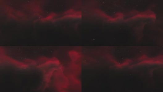 宇宙飞船在太空中的红色星云附近飞行。银河系中有数十亿颗恒星。美丽的星团。空间的3d电影动画高清在线视频素材下载