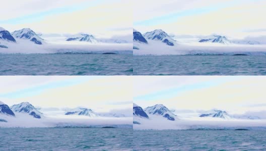 山脉和北极的巨大冰川高清在线视频素材下载