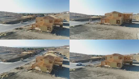 高清4k Pan Up Over New Home Construction Sites。高清在线视频素材下载