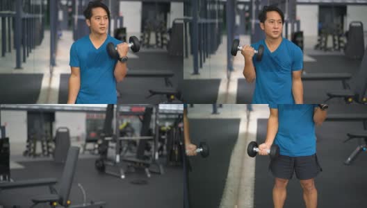 亚洲男人在健身房锻炼高清在线视频素材下载