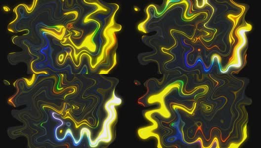 抽象彩色背景与视觉波油污点黑色，3d渲染电脑生成高清在线视频素材下载