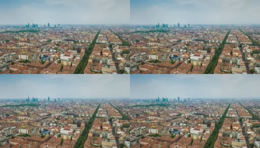 夏日米兰城市景观航拍全景4k时间流逝意大利高清在线视频素材下载