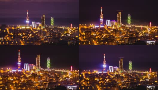 日落之后，巴统城市的夜景逐渐放大高清在线视频素材下载