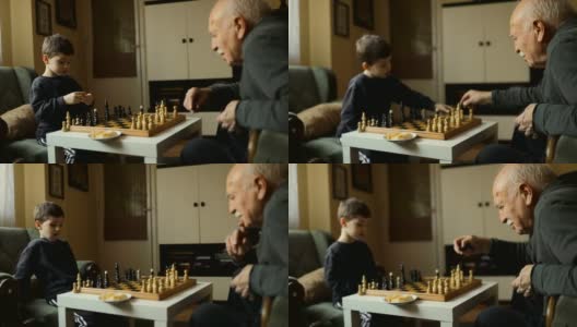 和爷爷下棋高清在线视频素材下载