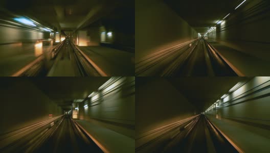 延时自动列车地铁隧道速度快高清在线视频素材下载