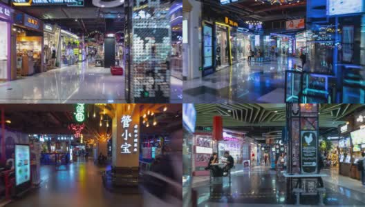 广州城著名拥挤的地下商场步行pov全景时间推移4k中国高清在线视频素材下载