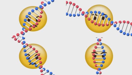 dna结构的数字动画在白色背景下旋转愤怒的表情符号高清在线视频素材下载