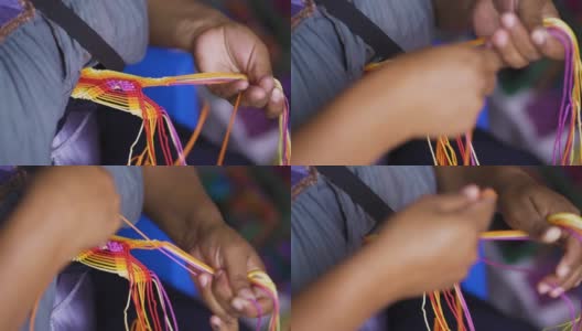 墨西哥地区刺绣。在墨西哥恰帕斯编织彩色人物的拉丁商人高清在线视频素材下载