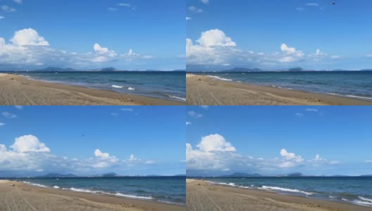海滩下的蓝天在三亚，海南，中国高清在线视频素材下载