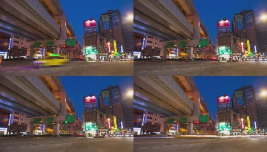 夜光台北城市交通路口全景4k时间流逝台湾高清在线视频素材下载