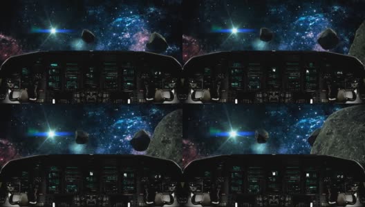 未来宇宙飞船在小行星场内旅行高清在线视频素材下载