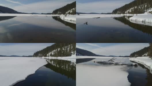 佩耶特湖的入口在冬天有雪和冰和一些云高清在线视频素材下载