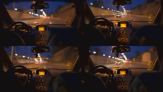 在夜间行驶在高速公路上高清在线视频素材下载