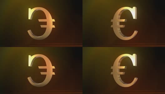 闪烁旋转的欧元符号高清在线视频素材下载