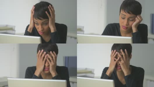 黑人女商人在工作中表达挫折感高清在线视频素材下载