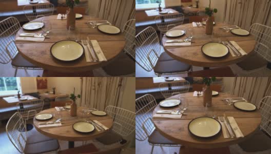 放大一张时尚餐厅的空桌子高清在线视频素材下载
