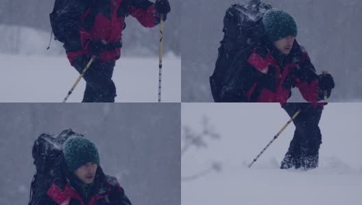 独自一人在山里。冬之旅高清在线视频素材下载