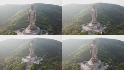 灵山佛教景区鸟瞰图高清在线视频素材下载
