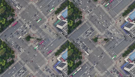 市区街道十字路口白天鸟瞰图高清在线视频素材下载