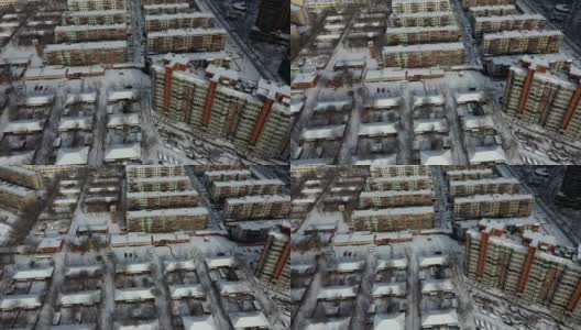 俯瞰雪后的住宅区高清在线视频素材下载