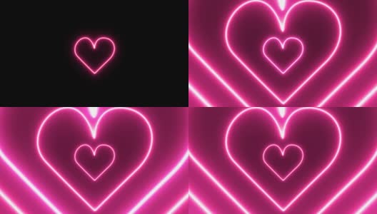 美丽快乐的情人节动画一个发光的霓虹灯荧光灯高清在线视频素材下载
